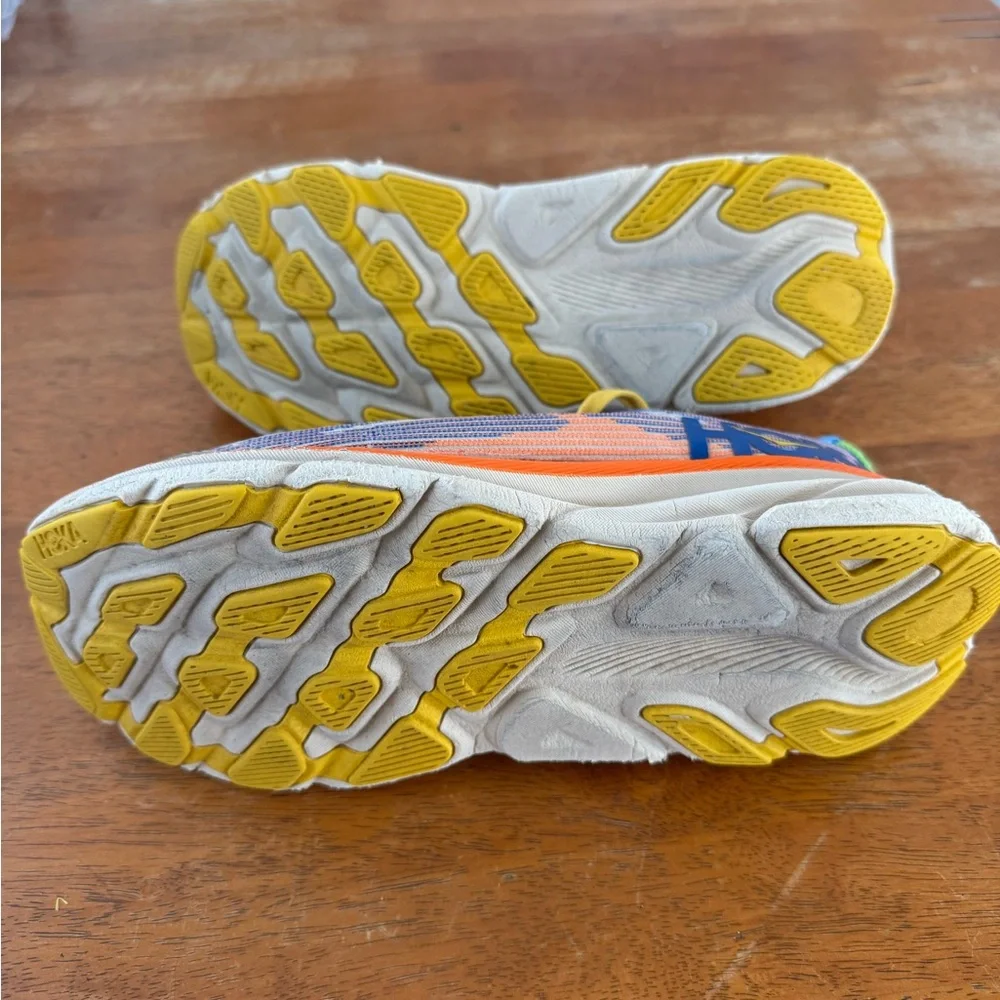 Hoka Clifton 9 Kids Sneakers - Blue, Orange, and Yellow - Picture 5 of 5